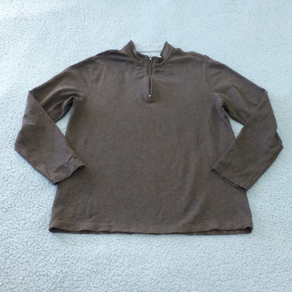 Mizzen+Main Quarter Zip Pullover Mens Medium Brown Heather Performance Stretch